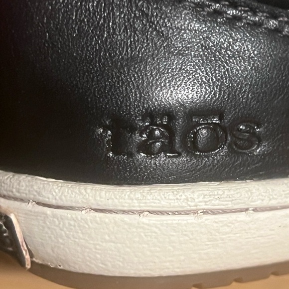 Taos Footwear Black Leather Slip-Ons with White Soles - Picture 9 of 10